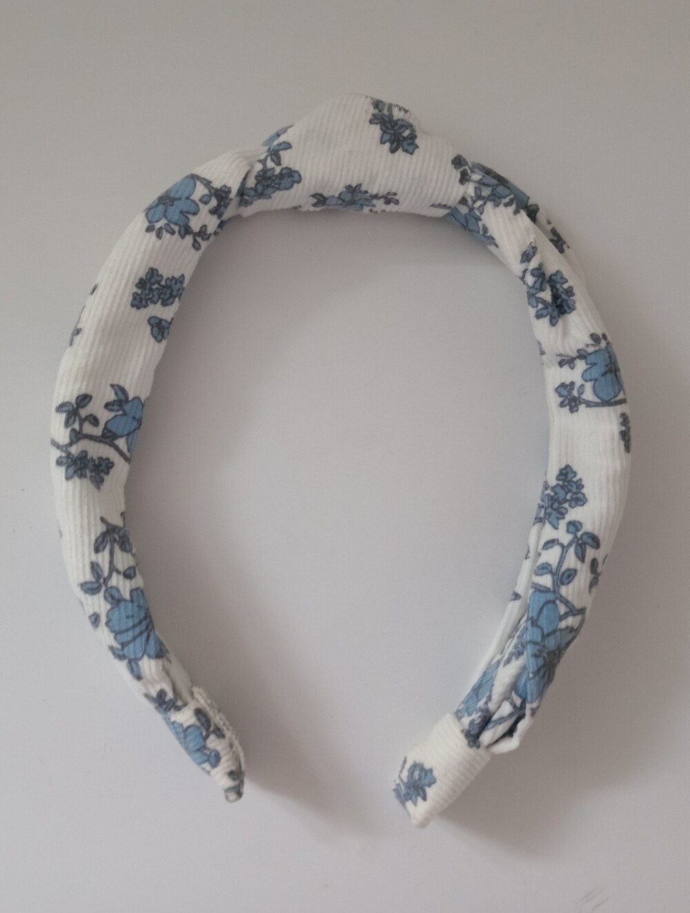 Blue & White Floral Knotted Headband Cottagecore Hair Accessory